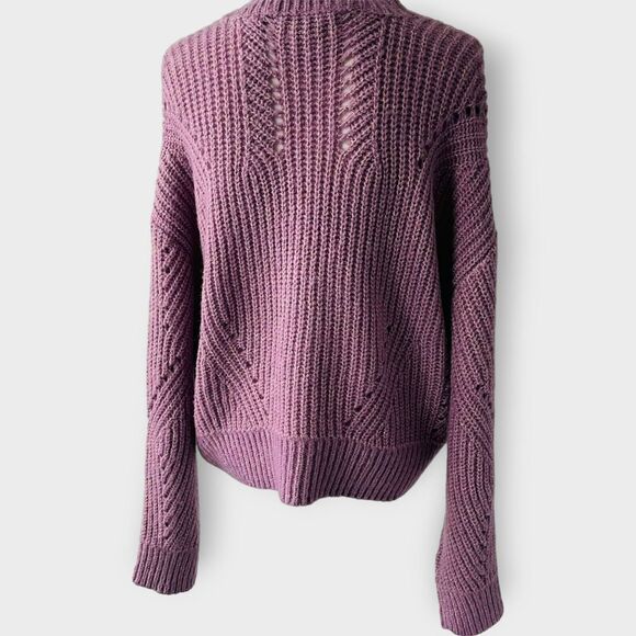 Elizabeth and James Sweater Giada Purple Cropped Oversize Metallic Gold XL NWOT - Picture 3 of 11